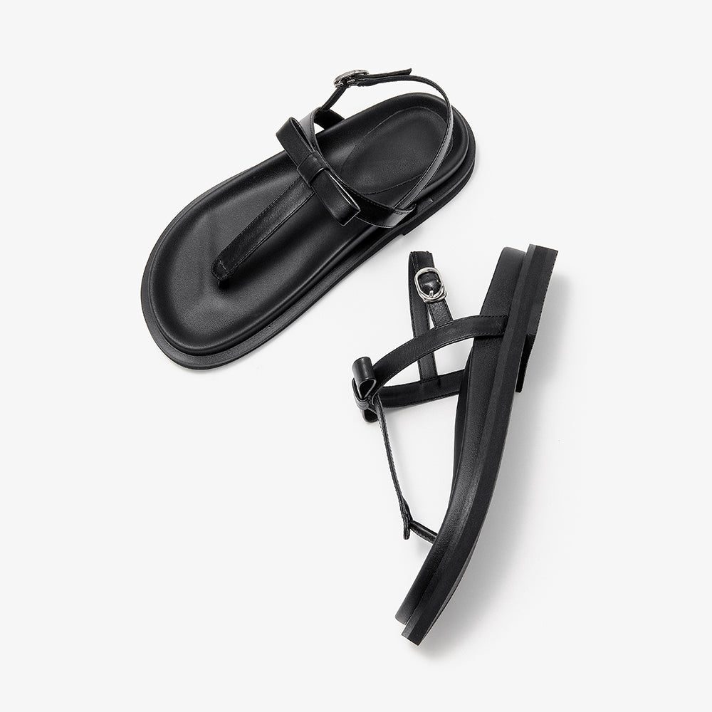 BeauToday Women's Leather Platform Lace Up Flip Flop Sandals for Vacation Style