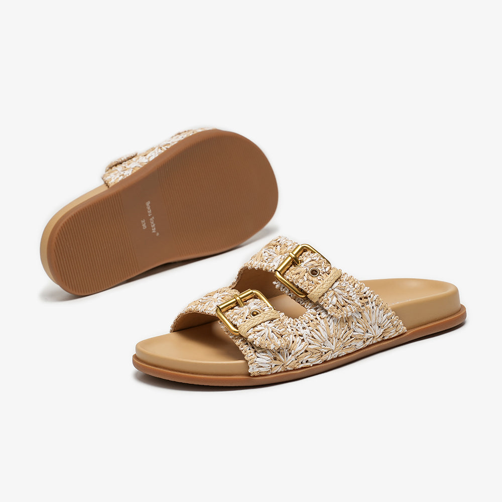 BeauToday Woven Buckle Slipper with Arch Support for Women