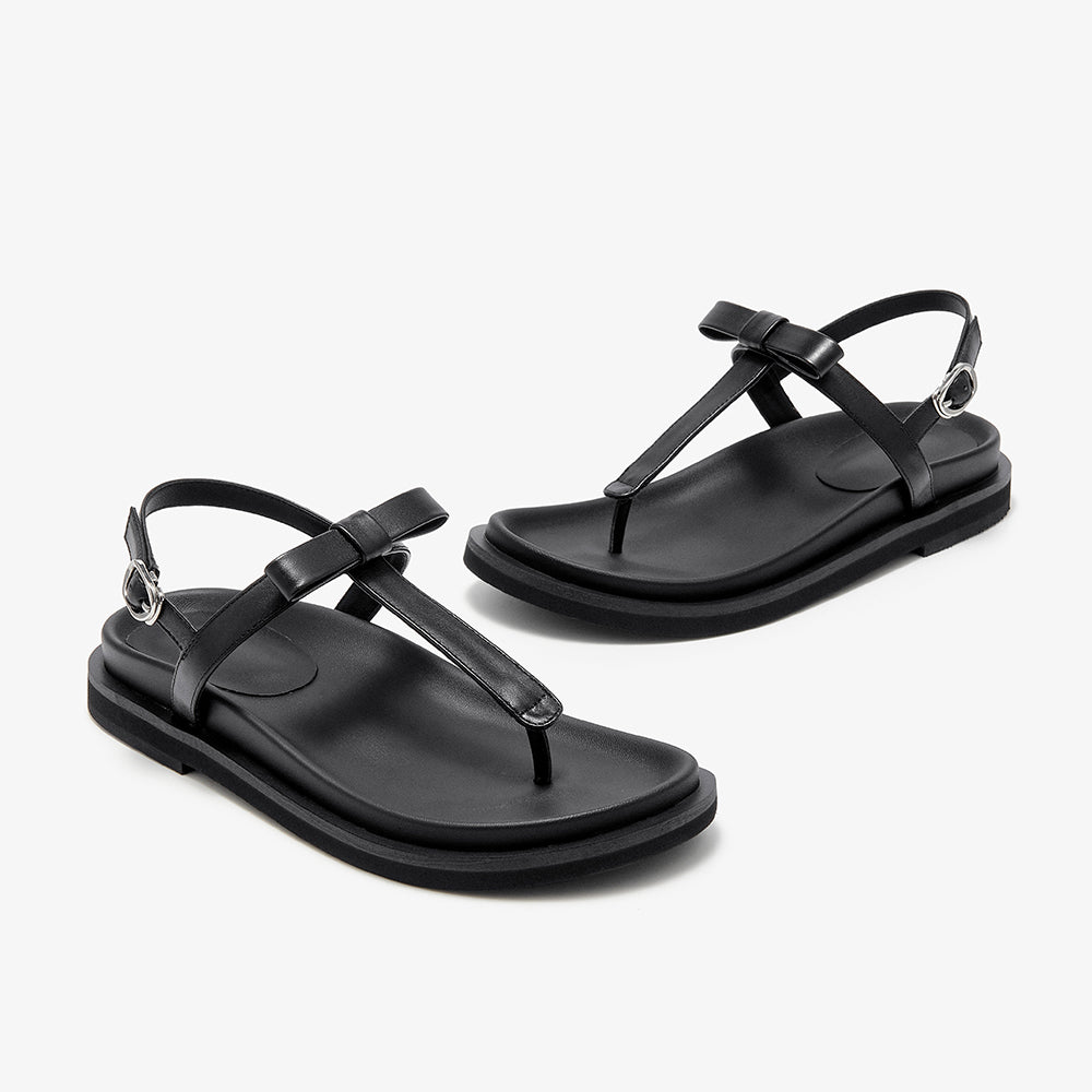 BeauToday Women's Leather Platform Lace Up Flip Flop Sandals for Vacation Style