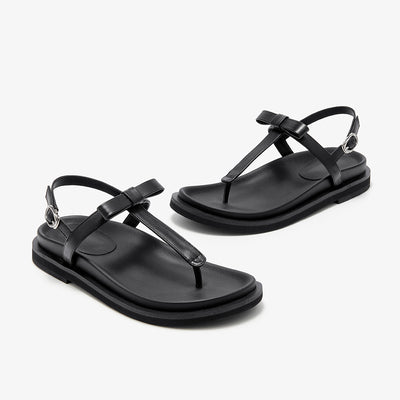 BeauToday Women's Leather Platform Lace Up Flip Flop Sandals for Vacation Style