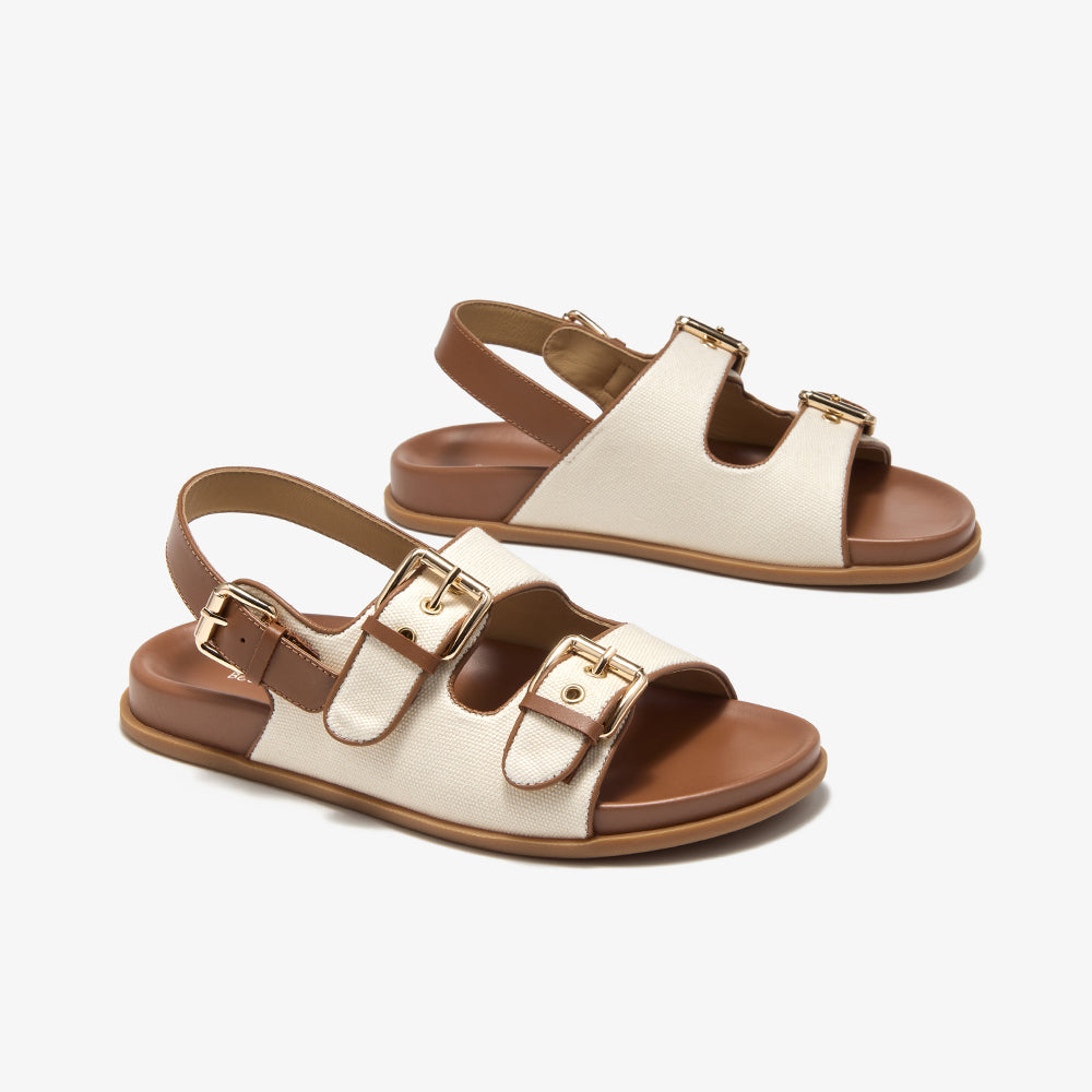 BeauToday Womne's Fabric Buckle Sandals with Arch Support