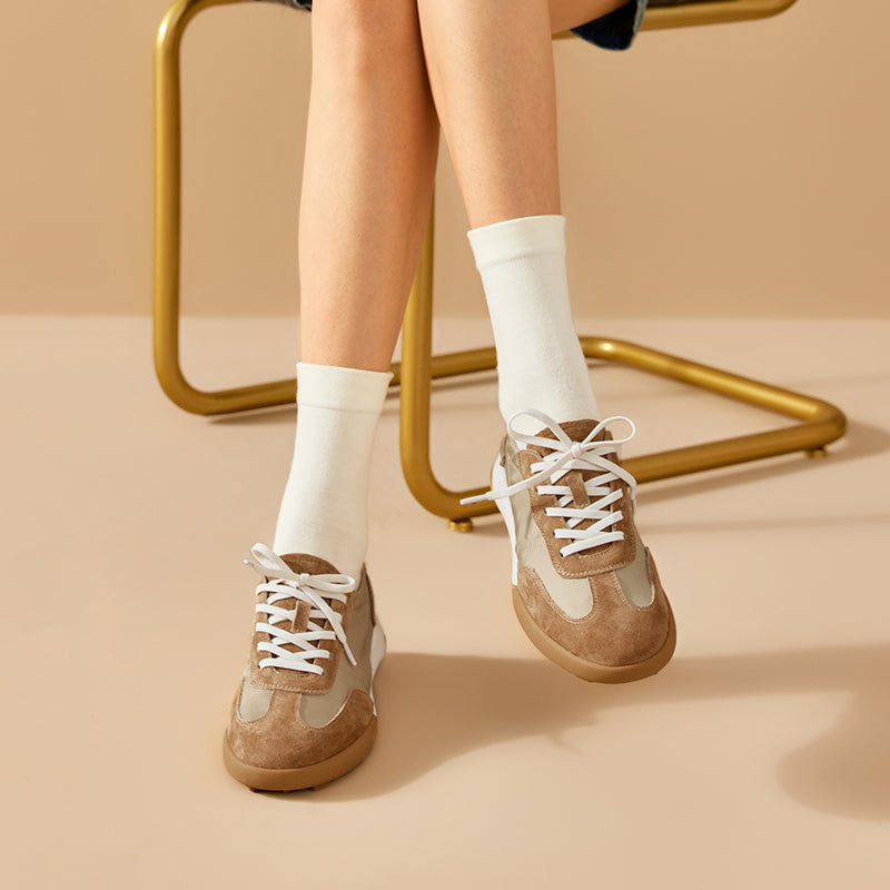 BeauToday Leather Retro German Army Trainer for Women BeauToday Leather Retro German Army Trainer for Women