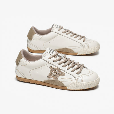 BeauToday Women's Neutral Retro Sneakers with Star Design