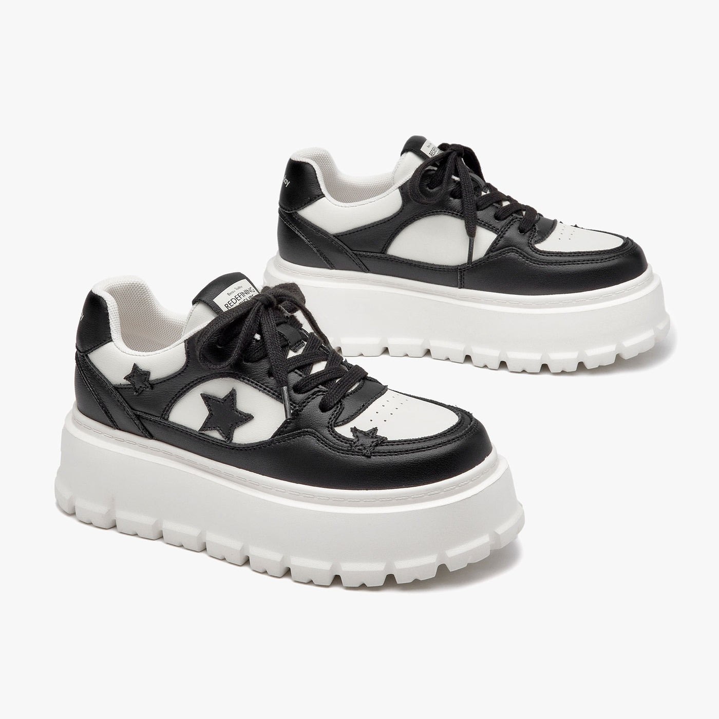 BEAU TODAY Platform Sneakers for Women Classic Leather Walking Shoes