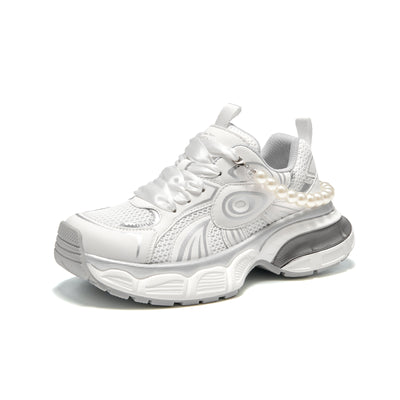 BeauToday  Fashion Casual Chunky Sneakers with Pearl Chain Design for Women