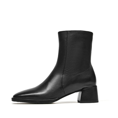 BeauToday Square Toe Ankle Boots for Women with Side Zipper
