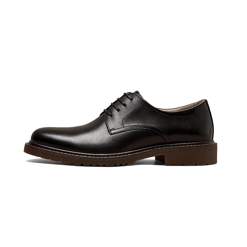 BeauToday Cow Leather Wide-Fit Plain Toe Lace Up Oxford Shoes for Men