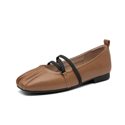 BeauToday Leather Mary Jane Flat With Strap Design for Women
