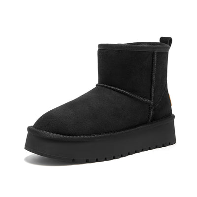 BeauToday Waterproof Platform Mini Boots with Premuim Wool Fur Lined for Women