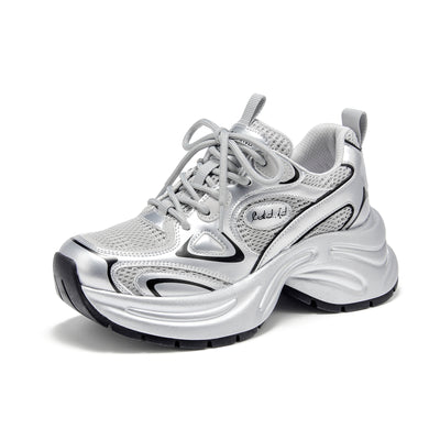 BeauToday  Fashion Chunky Sneakers with Reflective Tape Design for Women