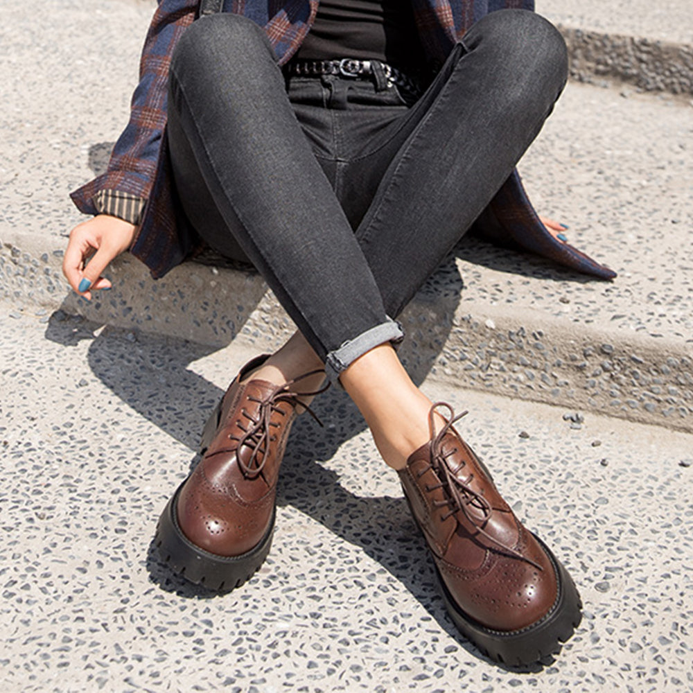 Beautoday Women's Platform Oxford Shoes Classic Derby Shoes for Women with Wingtip, SaddleBrown / US 6.5 Beautoday Women's Platform Oxford Shoes Classic Derby Shoes for Women with Wingtip, SaddleBrown / US 6.5