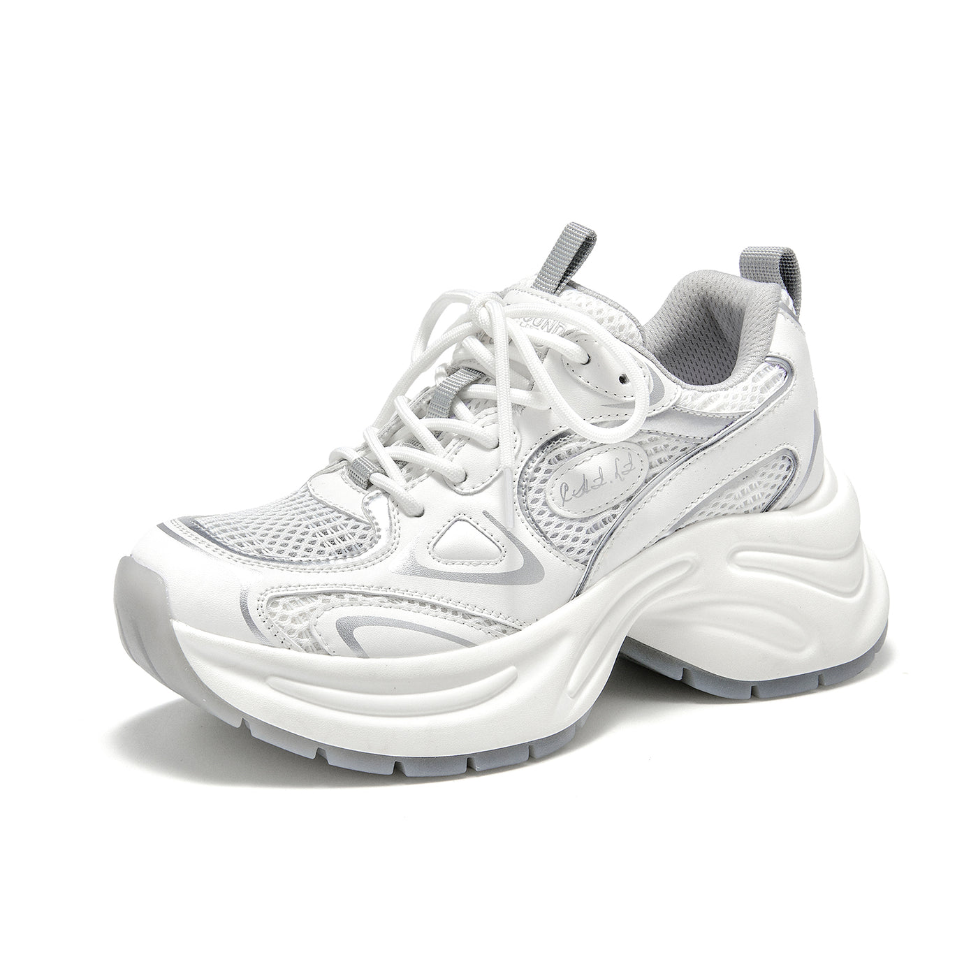 BeauToday  Fashion Chunky Sneakers with Reflective Tape Design for Women