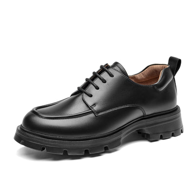 BEAU TODAY Leather Platform Oxford Shoes with Lug Sole for Women