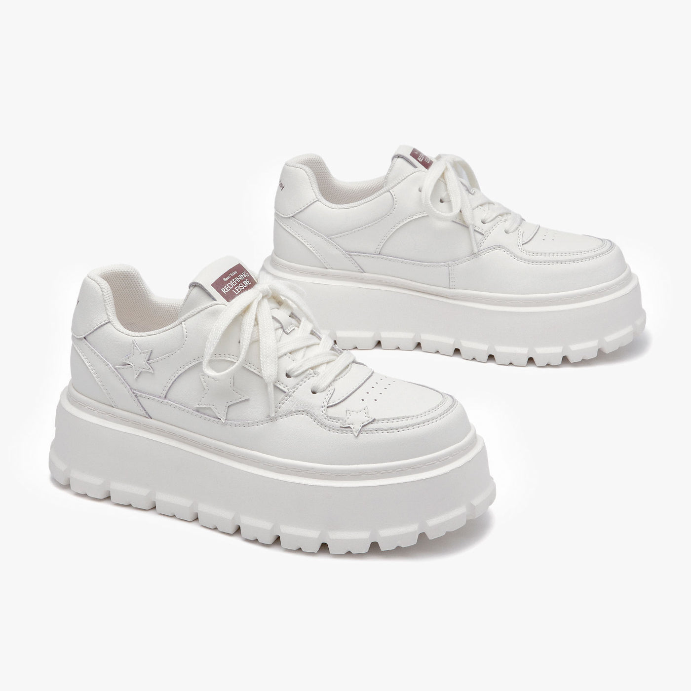 BEAU TODAY Platform Sneakers for Women Classic Leather Walking Shoes