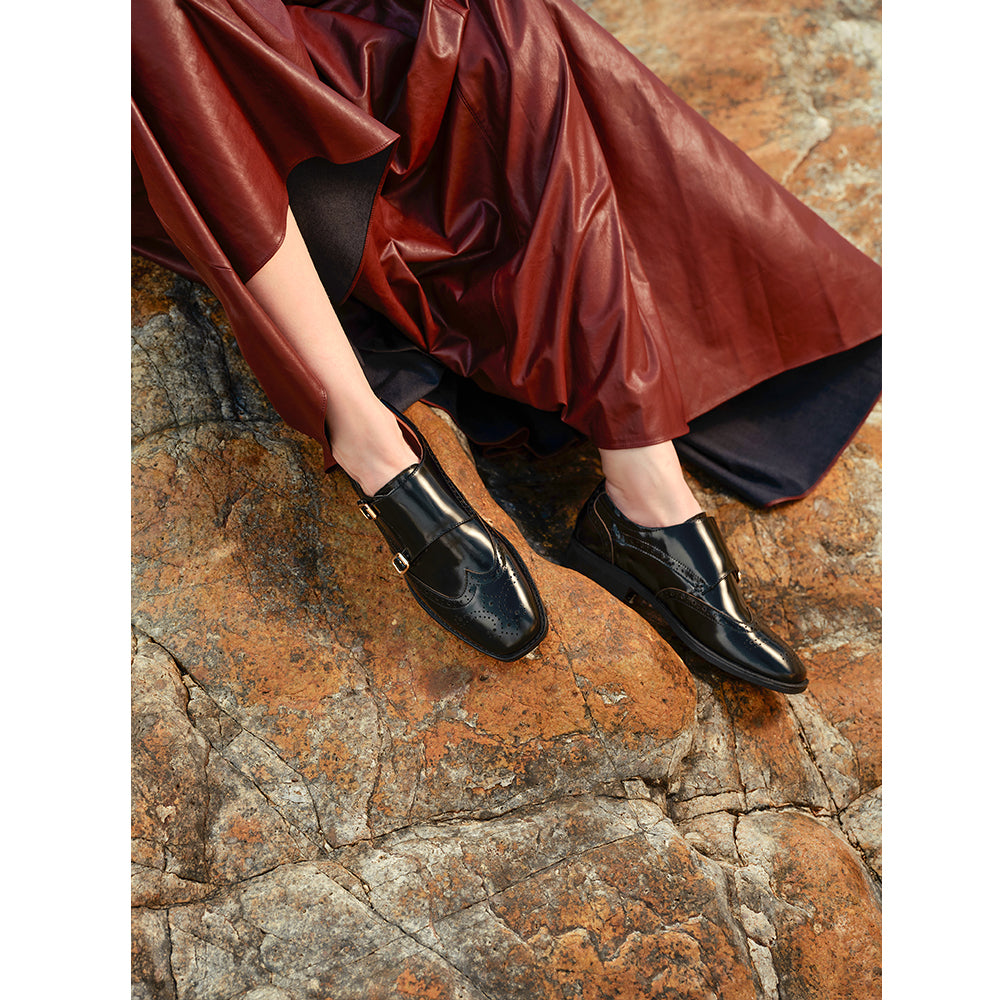 BeauToday Brogue Style Monk Shoes for Women