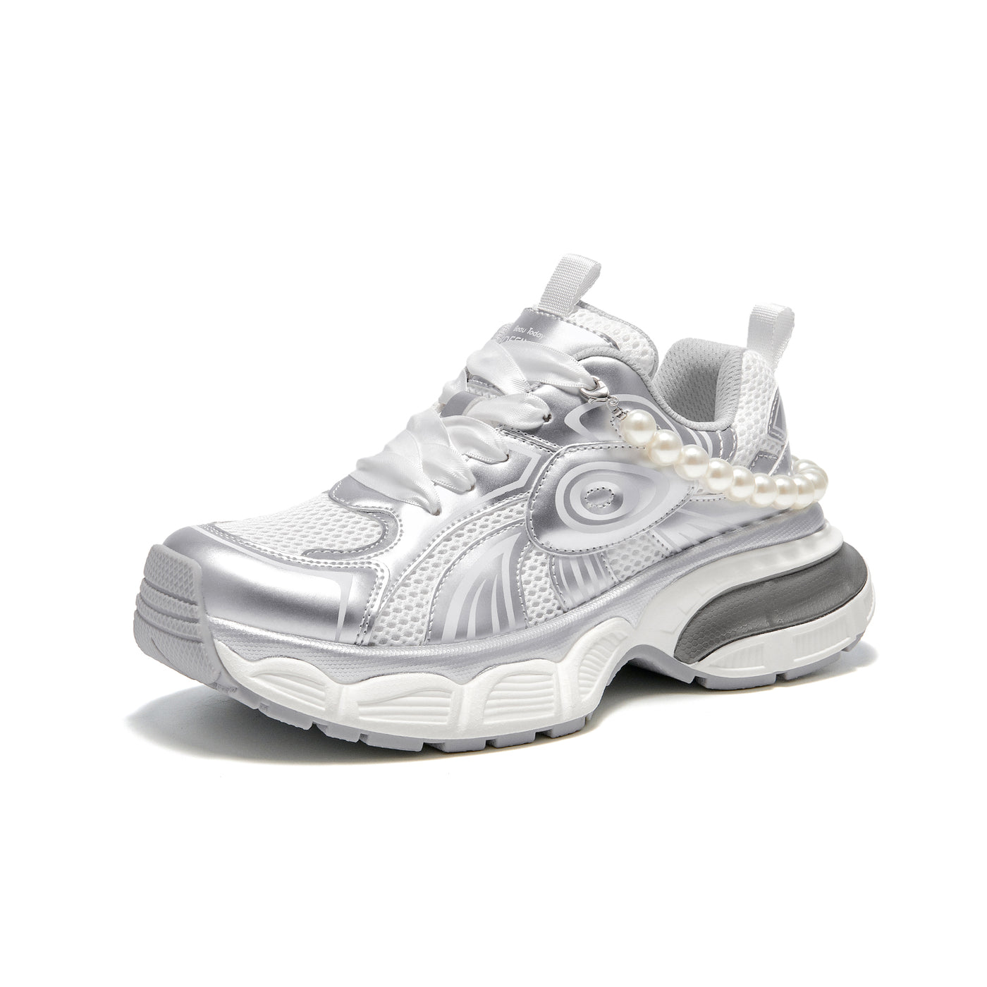 BeauToday  Fashion Casual Chunky Sneakers with Pearl Chain Design for Women