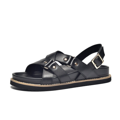 BeauToday Summer Platform Chunky Sandals with Crossed-over Band for Women
