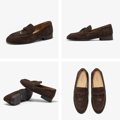 BeauToday Women's Suede Loafers Business Casual Shoes with Slip On