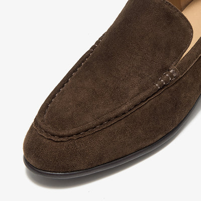 BeauToda Suede Loafers Slip-on Business Casual Shoes with Round Toe for Women