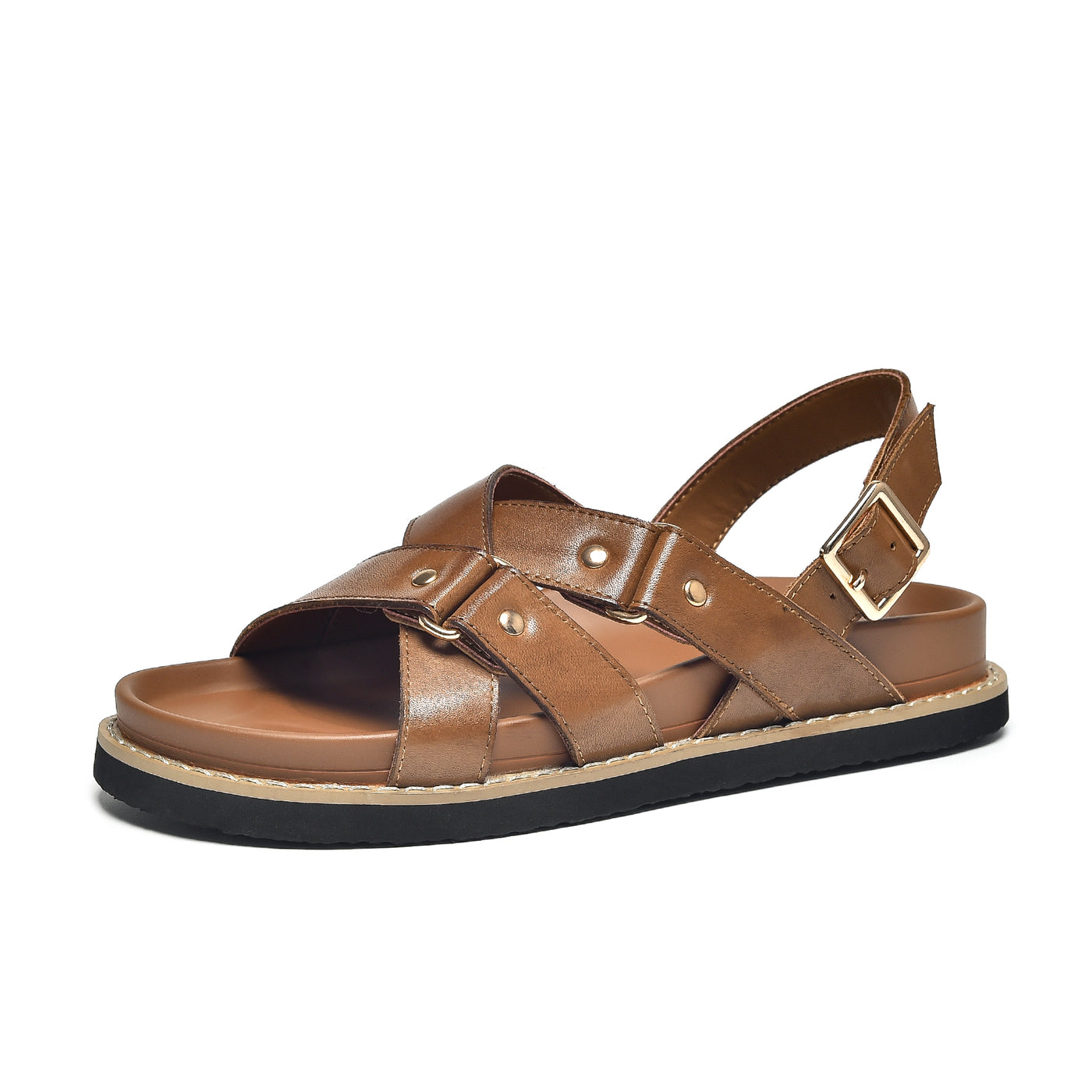 BeauToday Summer Platform Chunky Sandals with Crossed-over Band for Women