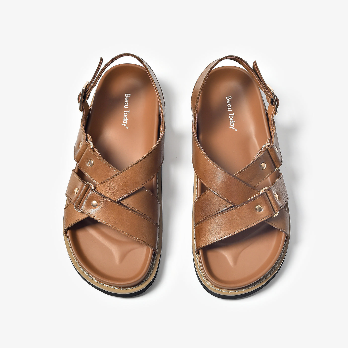 BeauToday Summer Platform Chunky Sandals with Crossed-over Band for Women