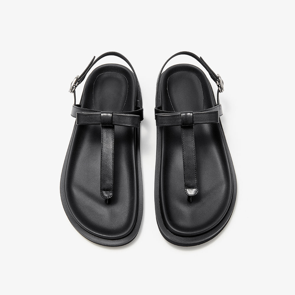 BeauToday Women's Leather Platform Lace Up Flip Flop Sandals for Vacation Style