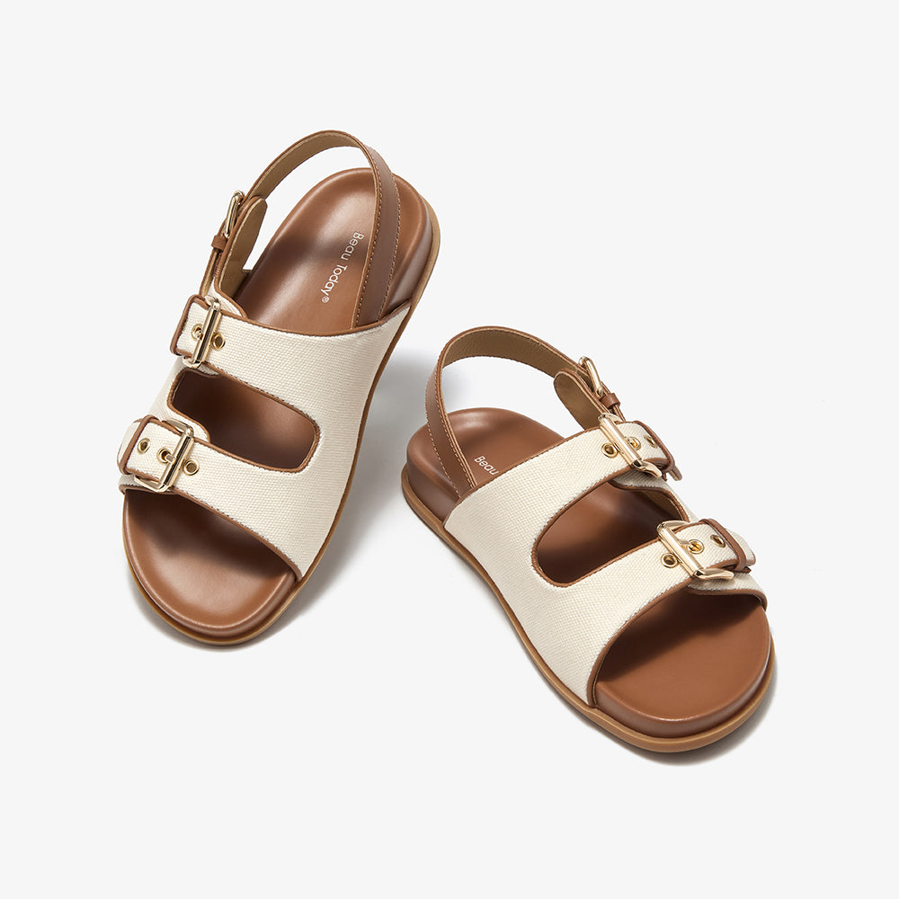 BeauToday Womne's Fabric Buckle Sandals with Arch Support