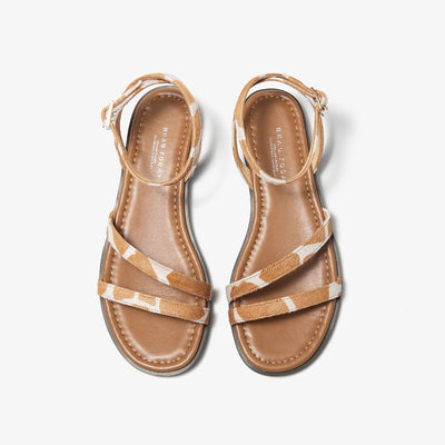 BeauToday Women's Animal Print Lace Up Flat Sandals