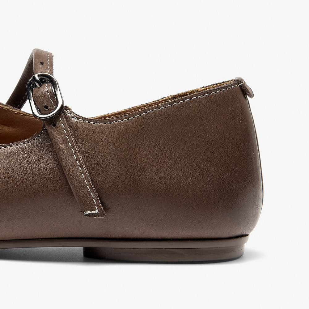 BeauToday Horsehide Pointed Toe Mary Janes Flats with Strappy Design for Women