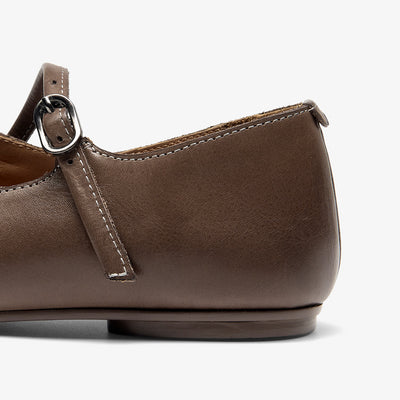 BeauToday Horsehide Pointed Toe Mary Janes Flats with Strappy Design for Women
