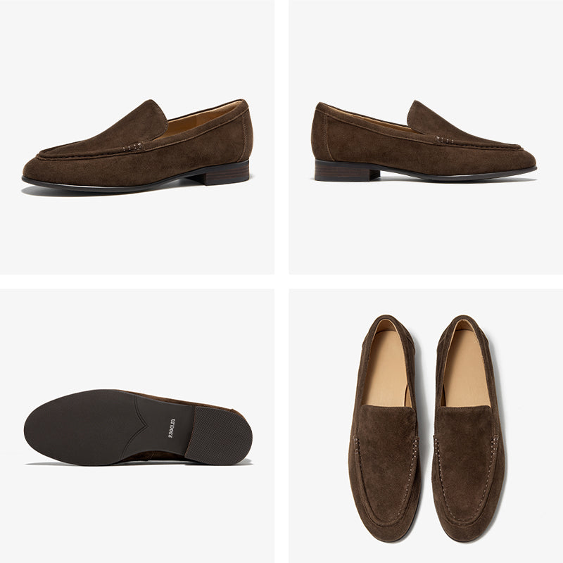 BeauToda Suede Loafers Slip-on Business Casual Shoes with Round Toe for Women