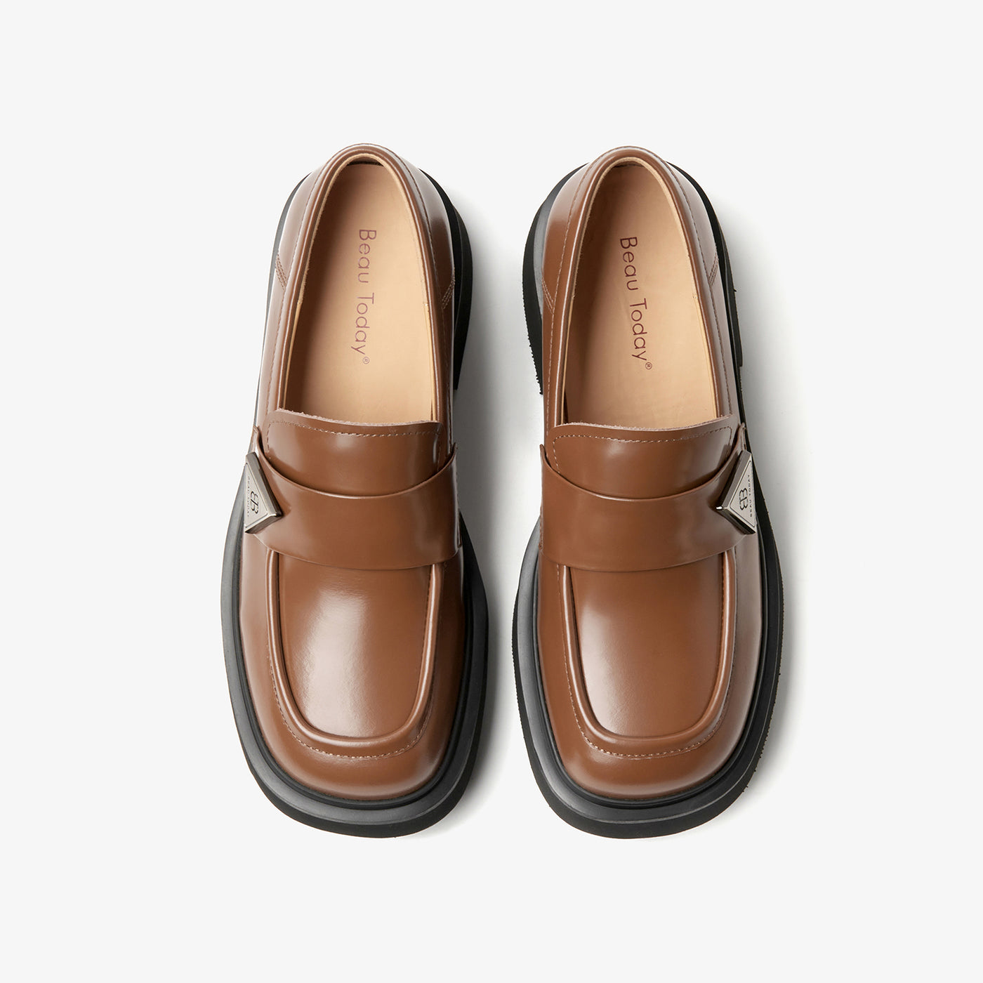 BeauToday Platform Cow Leather Penny Loafers for Women