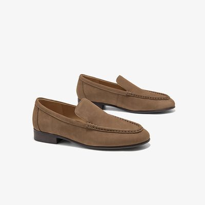 BeauToda Suede Loafers Slip-on Business Casual Shoes with Round Toe for Women