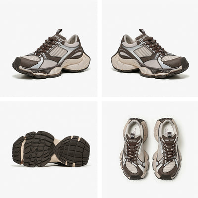 BeauToday Lace Up Mesh Chunky Platform Sneakers for Women