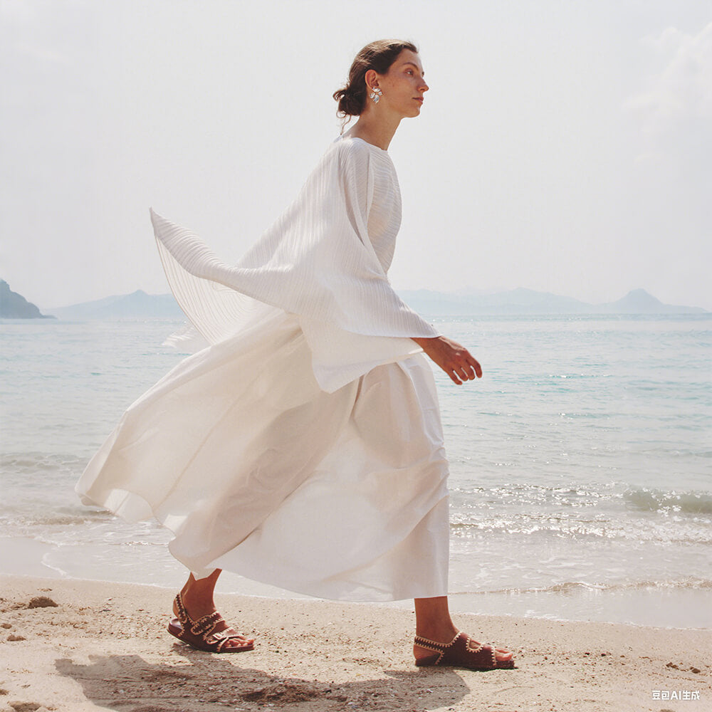 Beau Today Women's Handmade Leather Embroidered Crochet sandals