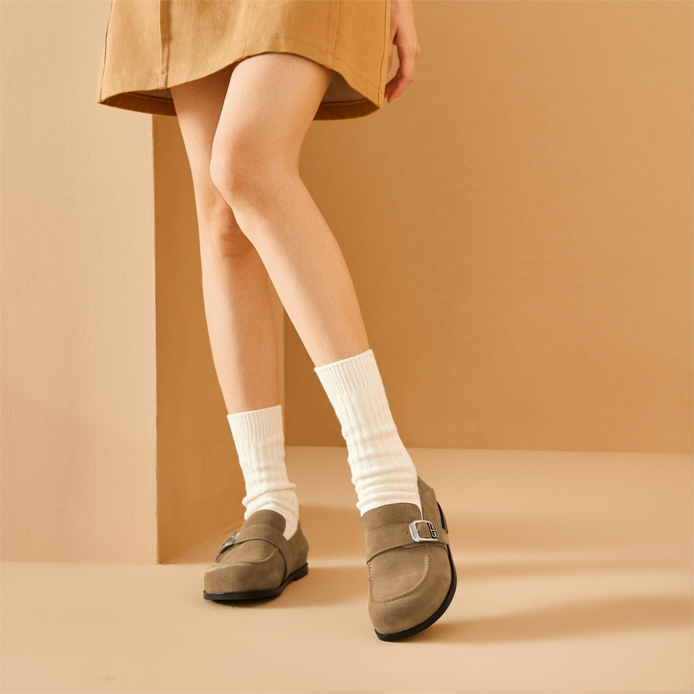 BeauToday Premium Cow Suede Flat Loafers for Women