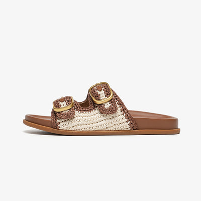 BeauToday Casual Woven Buckle Slides Arch Support for Women