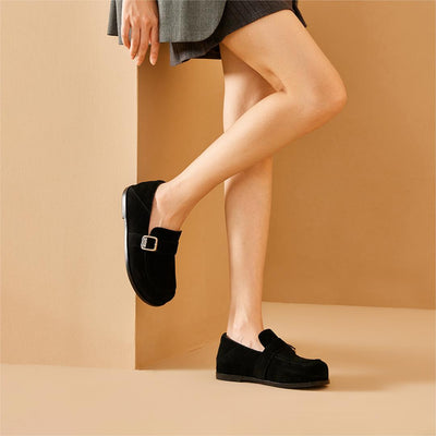 BeauToday Premium Cow Suede Flat Loafers for Women