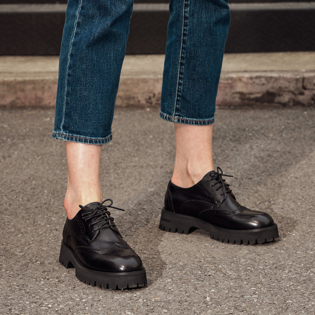 Oxford Shoes Chunky Ladies Brogues BEAU TODAY Women's Chunky