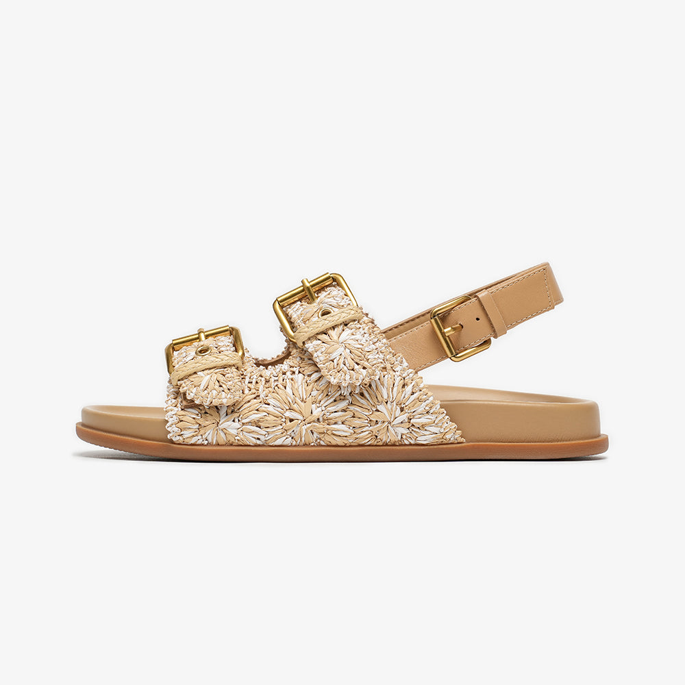 BeauToday Women's Woven Buckle Sandals with Arch Support