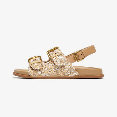 BeauToday Women's Woven Buckle Sandals with Arch Support