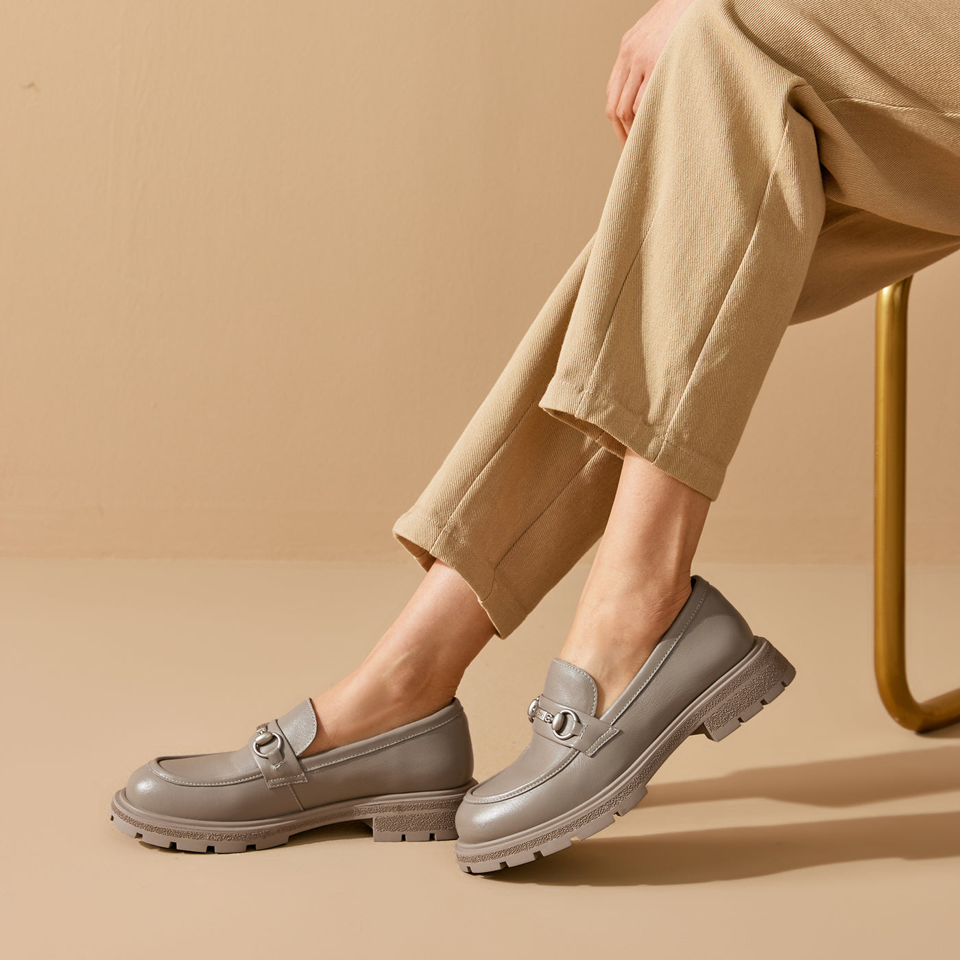 BeauToday Platform Cow Leather Loafers for Women