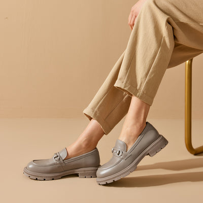 BeauToday Platform Cow Leather Loafers for Women