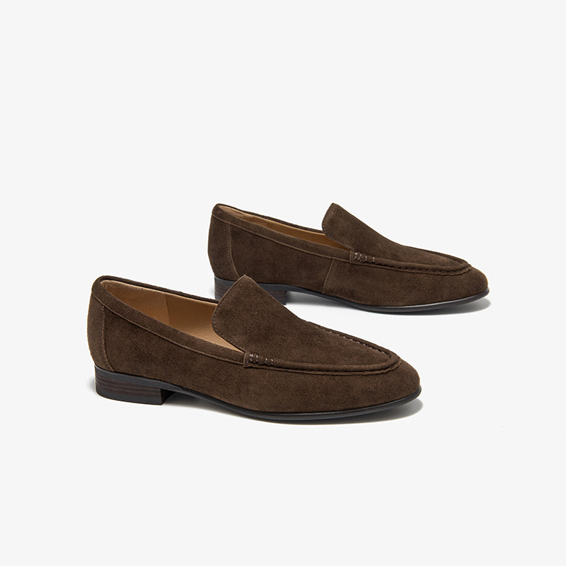 BeauToda Suede Loafers Slip-on Business Casual Shoes with Round Toe for Women