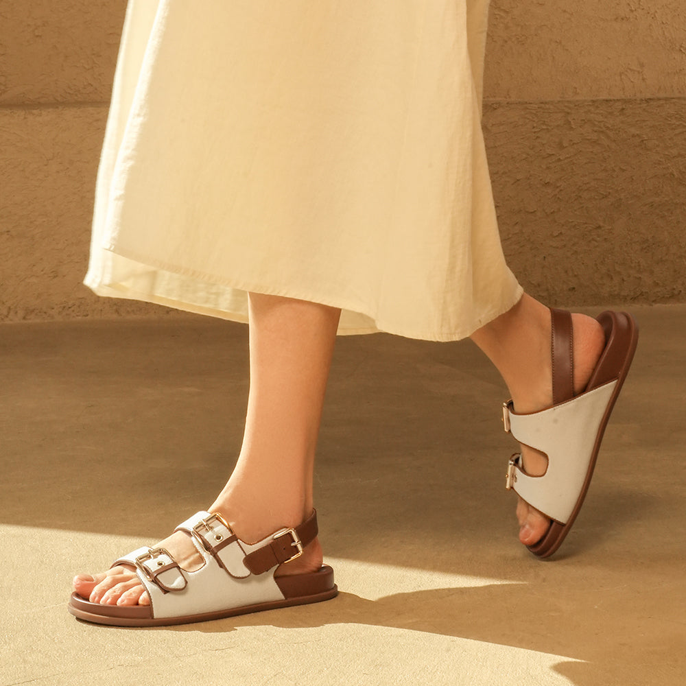 BeauToday Womne's Fabric Buckle Sandals with Arch Support