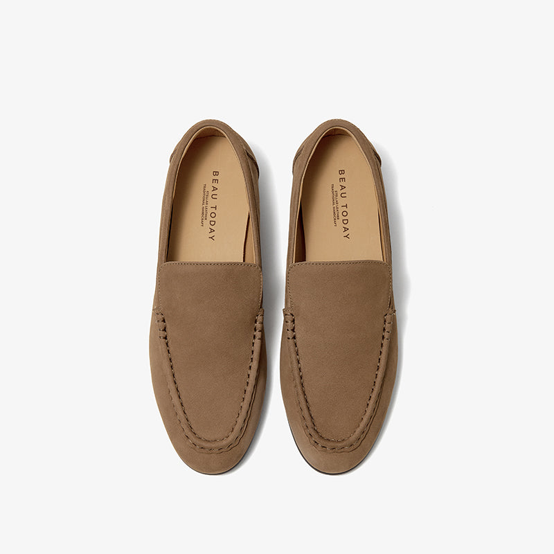 BeauToda Suede Loafers Slip-on Business Casual Shoes with Round Toe for Women