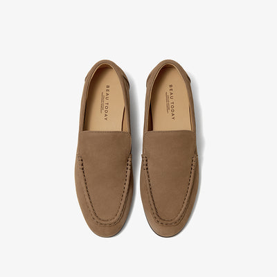 BeauToda Suede Loafers Slip-on Business Casual Shoes with Round Toe for Women