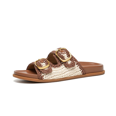 BeauToday Casual Woven Buckle Slides Arch Support for Women