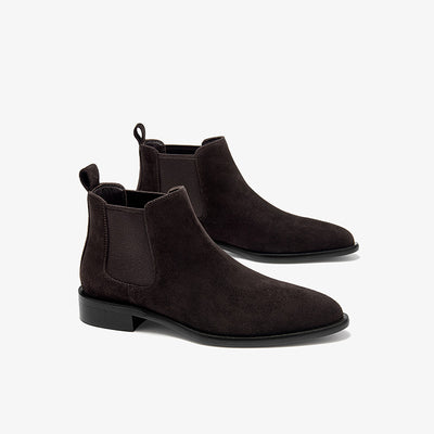 BeauToday Classic Suede Chelsea Boots with Pointed Toe Design Ankle Boots for Womem