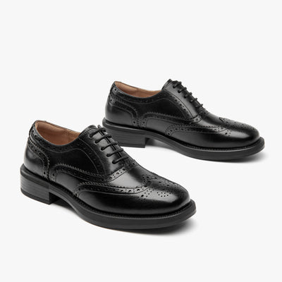 BEAU TODAY Casual Business Oxford Shoes Leather Wingtip Brogue Oxfords for Women